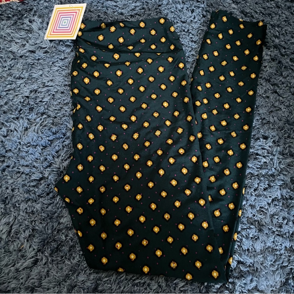 SALE 💸 Lularoe leggings TC (12-18) green w/ yellow pink NWT *LOWEST PRICE*